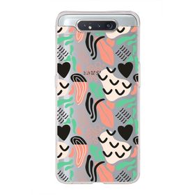 Printify Samsung Galaxy A80 İle Uyumlu 1mm Kapak Memphis Desen Tasarımlı Şeffaf Silikon Cep Telefonu Kılıfı