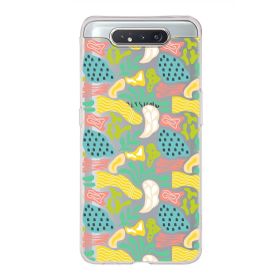 Printify Samsung Galaxy A80 İle Uyumlu 1mm Kapak Memphis Desen Tasarımlı Şeffaf Silikon Cep Telefonu Kılıfı