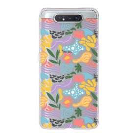 Printify Samsung Galaxy A80 İle Uyumlu 1mm Kapak Memphis Desen Tasarımlı Şeffaf Silikon Cep Telefonu Kılıfı