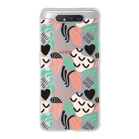Printify Samsung Galaxy A80 İle Uyumlu 1mm Kapak Memphis Desen Tasarımlı Şeffaf Silikon Cep Telefonu Kılıfı