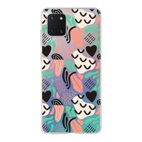 Printify Samsung Galaxy A81 İle Uyumlu 1mm Kapak Memphis Desen Tasarımlı Şeffaf Silikon Cep Telefonu Kılıfı