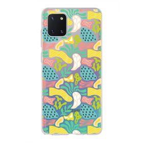 Printify Samsung Galaxy A81 İle Uyumlu 1mm Kapak Memphis Desen Tasarımlı Şeffaf Silikon Cep Telefonu Kılıfı