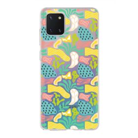 Printify Samsung Galaxy A81 İle Uyumlu 1mm Kapak Memphis Desen Tasarımlı Şeffaf Silikon Cep Telefonu Kılıfı