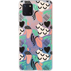 Printify Samsung Galaxy A81 İle Uyumlu 1mm Kapak Memphis Desen Tasarımlı Şeffaf Silikon Cep Telefonu Kılıfı