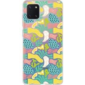 Printify Samsung Galaxy A81 İle Uyumlu 1mm Kapak Memphis Desen Tasarımlı Şeffaf Silikon Cep Telefonu Kılıfı