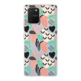 Printify Samsung Galaxy A91 İle Uyumlu 1mm Kapak Memphis Desen Tasarımlı Şeffaf Silikon Cep Telefonu Kılıfı