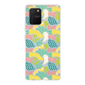 Printify Samsung Galaxy A91 İle Uyumlu 1mm Kapak Memphis Desen Tasarımlı Şeffaf Silikon Cep Telefonu Kılıfı