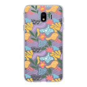 Printify Samsung Galaxy J4 Core İle Uyumlu 1mm Kapak Memphis Desen Tasarımlı Şeffaf Silikon Cep Telefonu Kılıfı