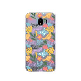 Printify Samsung Galaxy J4 Core İle Uyumlu 1mm Kapak Memphis Desen Tasarımlı Şeffaf Silikon Cep Telefonu Kılıfı