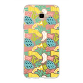 Printify Samsung Galaxy J4 İle Uyumlu 1mm Kapak Memphis Desen Tasarımlı Şeffaf Silikon Cep Telefonu Kılıfı