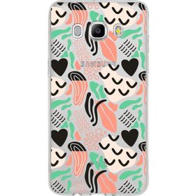 Printify Samsung Galaxy J5 2016 İle Uyumlu 1 mm Kapak Memphis Desen Tasarımlı Şeffaf Silikon Cep Telefonu Kılıf