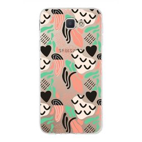 Printify Samsung Galaxy J5 İle Uyumlu 1 mm Kapak Memphis Desen Tasarımlı Şeffaf Silikon Cep Telefonu Kılıf