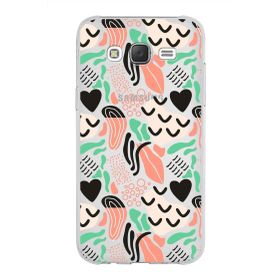 Printify Samsung Galaxy J5 İle Uyumlu 1 mm Kapak Memphis Desen Tasarımlı Şeffaf Silikon Cep Telefonu Kılıf
