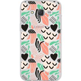 Printify Samsung Galaxy J5 İle Uyumlu 1 mm Kapak Memphis Desen Tasarımlı Şeffaf Silikon Cep Telefonu Kılıf