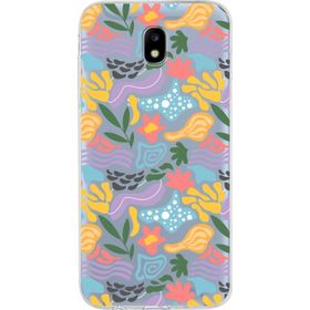 Printify Samsung Galaxy J5 Pro İle Uyumlu 1 mm Kapak Memphis Desen Tasarımlı Şeffaf Silikon Cep Telefonu Kılıf
