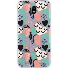 Printify Samsung Galaxy J5 Pro İle Uyumlu 1 mm Kapak Memphis Desen Tasarımlı Şeffaf Silikon Cep Telefonu Kılıf