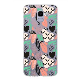 Printify Samsung Galaxy J6 İle Uyumlu 1 mm Kapak Memphis Desen Tasarımlı Şeffaf Silikon Cep Telefonu Kılıf