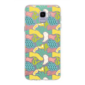 Printify Samsung Galaxy J6 İle Uyumlu 1 mm Kapak Memphis Desen Tasarımlı Şeffaf Silikon Cep Telefonu Kılıf