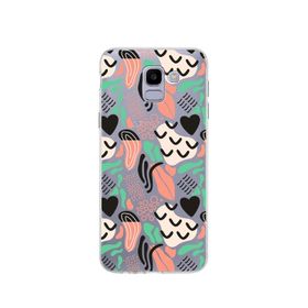 Printify Samsung Galaxy J6 İle Uyumlu 1 mm Kapak Memphis Desen Tasarımlı Şeffaf Silikon Cep Telefonu Kılıf
