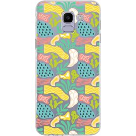 Printify Samsung Galaxy J6 İle Uyumlu 1 mm Kapak Memphis Desen Tasarımlı Şeffaf Silikon Cep Telefonu Kılıf