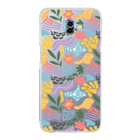 Printify Samsung Galaxy J6 Plus İle Uyumlu 1 mm Kapak Memphis Desen Tasarımlı Şeffaf Silikon Cep Telefonu Kılıf