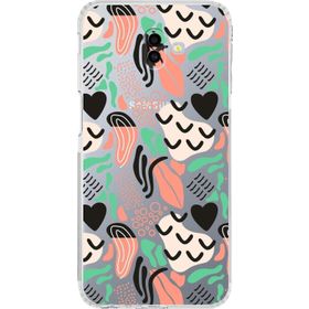 Printify Samsung Galaxy J6 Plus İle Uyumlu 1 mm Kapak Memphis Desen Tasarımlı Şeffaf Silikon Cep Telefonu Kılıf