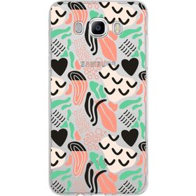 Printify Samsung Galaxy J7 2016 İle Uyumlu 1 mm Kapak Memphis Desen Tasarımlı Şeffaf Silikon Cep Telefonu Kılıf