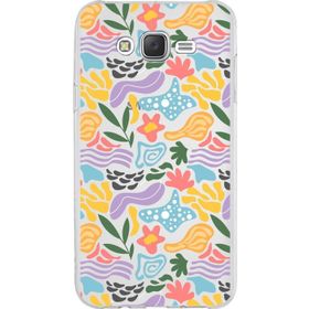 Printify Samsung Galaxy J7 Core İle Uyumlu 1 mm Kapak Memphis Desen Tasarımlı Şeffaf Silikon Cep Telefonu Kılıf