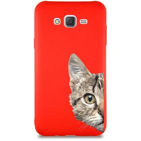 Printify Samsung Galaxy J7 Core Soft Premier Kapak Catface Tasarımlı Silikon Cep Telefonu Kılıf