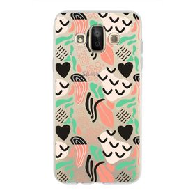 Printify Samsung Galaxy J7 Duo İle Uyumlu 1mm Kapak Memphis Desen Tasarımlı Şeffaf Silikon Cep Telefonu Kılıf