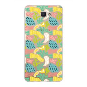 Printify Samsung Galaxy J7 İle Uyumlu 1mm Kapak Memphis Desen Tasarımlı Şeffaf Silikon Cep Telefonu Kılıf