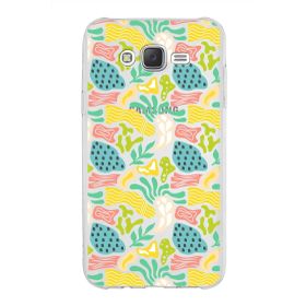 Printify Samsung Galaxy J7 İle Uyumlu 1mm Kapak Memphis Desen Tasarımlı Şeffaf Silikon Cep Telefonu Kılıf