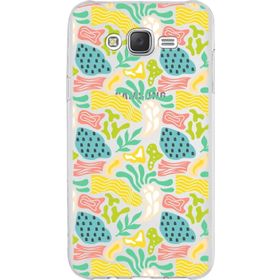 Printify Samsung Galaxy J7 İle Uyumlu 1mm Kapak Memphis Desen Tasarımlı Şeffaf Silikon Cep Telefonu Kılıf