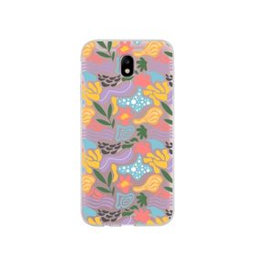 Printify Samsung Galaxy J7 Pro İle Uyumlu 1mm Kapak Memphis Desen Tasarımlı Şeffaf Silikon Cep Telefonu Kılıfı