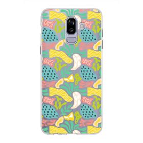 Printify Samsung Galaxy J8 İle Uyumlu 1mm Kapak Memphis Desen Tasarımlı Şeffaf Silikon Cep Telefonu Kılıfı