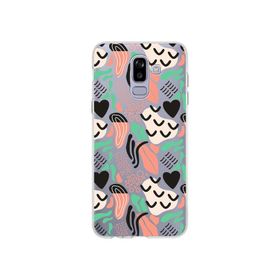 Printify Samsung Galaxy J8 İle Uyumlu 1mm Kapak Memphis Desen Tasarımlı Şeffaf Silikon Cep Telefonu Kılıfı