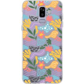 Printify Samsung Galaxy J8 İle Uyumlu 1mm Kapak Memphis Desen Tasarımlı Şeffaf Silikon Cep Telefonu Kılıfı