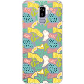 Printify Samsung Galaxy J8 İle Uyumlu 1mm Kapak Memphis Desen Tasarımlı Şeffaf Silikon Cep Telefonu Kılıfı