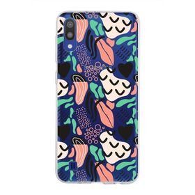 Printify Samsung Galaxy M10 İle Uyumlu 1mm Kapak Memphis Desen Tasarımlı Şeffaf Silikon Cep Telefonu Kılıfı