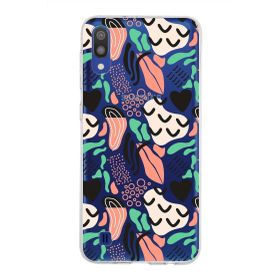 Printify Samsung Galaxy M10 İle Uyumlu 1mm Kapak Memphis Desen Tasarımlı Şeffaf Silikon Cep Telefonu Kılıfı
