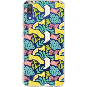 Printify Samsung Galaxy M10 İle Uyumlu 1mm Kapak Memphis Desen Tasarımlı Şeffaf Silikon Cep Telefonu Kılıfı