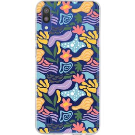 Printify Samsung Galaxy M10 İle Uyumlu 1mm Kapak Memphis Desen Tasarımlı Şeffaf Silikon Cep Telefonu Kılıfı