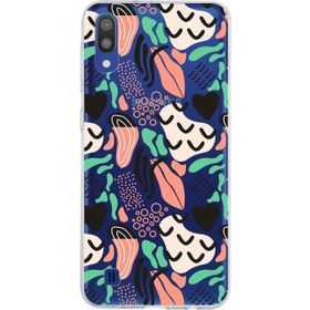 Printify Samsung Galaxy M10 İle Uyumlu 1mm Kapak Memphis Desen Tasarımlı Şeffaf Silikon Cep Telefonu Kılıfı
