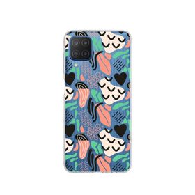 Printify Samsung Galaxy M11 İle Uyumlu 1mm Kapak Memphis Desen Tasarımlı Şeffaf Silikon Cep Telefonu Kılıfı