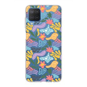 Printify Samsung Galaxy M12 İle Uyumlu 1mm Kapak Memphis Desen Tasarımlı Şeffaf Silikon Cep Telefonu Kılıfı