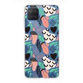 Printify Samsung Galaxy M12 İle Uyumlu 1mm Kapak Memphis Desen Tasarımlı Şeffaf Silikon Cep Telefonu Kılıfı