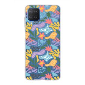 Printify Samsung Galaxy M12 İle Uyumlu 1mm Kapak Memphis Desen Tasarımlı Şeffaf Silikon Cep Telefonu Kılıfı