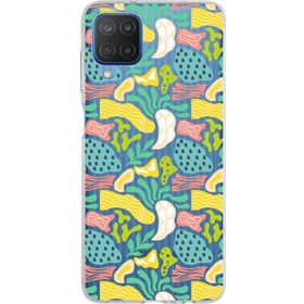 Printify Samsung Galaxy M12 İle Uyumlu 1mm Kapak Memphis Desen Tasarımlı Şeffaf Silikon Cep Telefonu Kılıfı