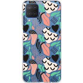 Printify Samsung Galaxy M12 İle Uyumlu 1mm Kapak Memphis Desen Tasarımlı Şeffaf Silikon Cep Telefonu Kılıfı