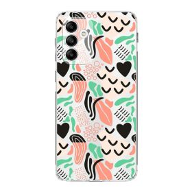 Printify Samsung Galaxy M13 Uyumlu Kamera Korumalı Kapak Memphis Desen Tasarımlı Şeffaf Cep Telefonu Kılıfı
